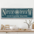 Personalized Coordinates Compass Rose Canvas Sign